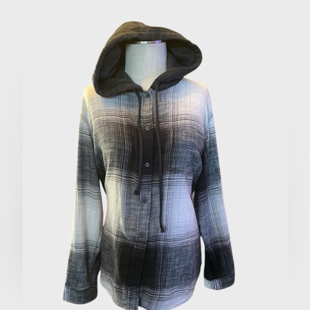 American Eagle Outfitters Plaid Utility Jacket Shacket Hoodie